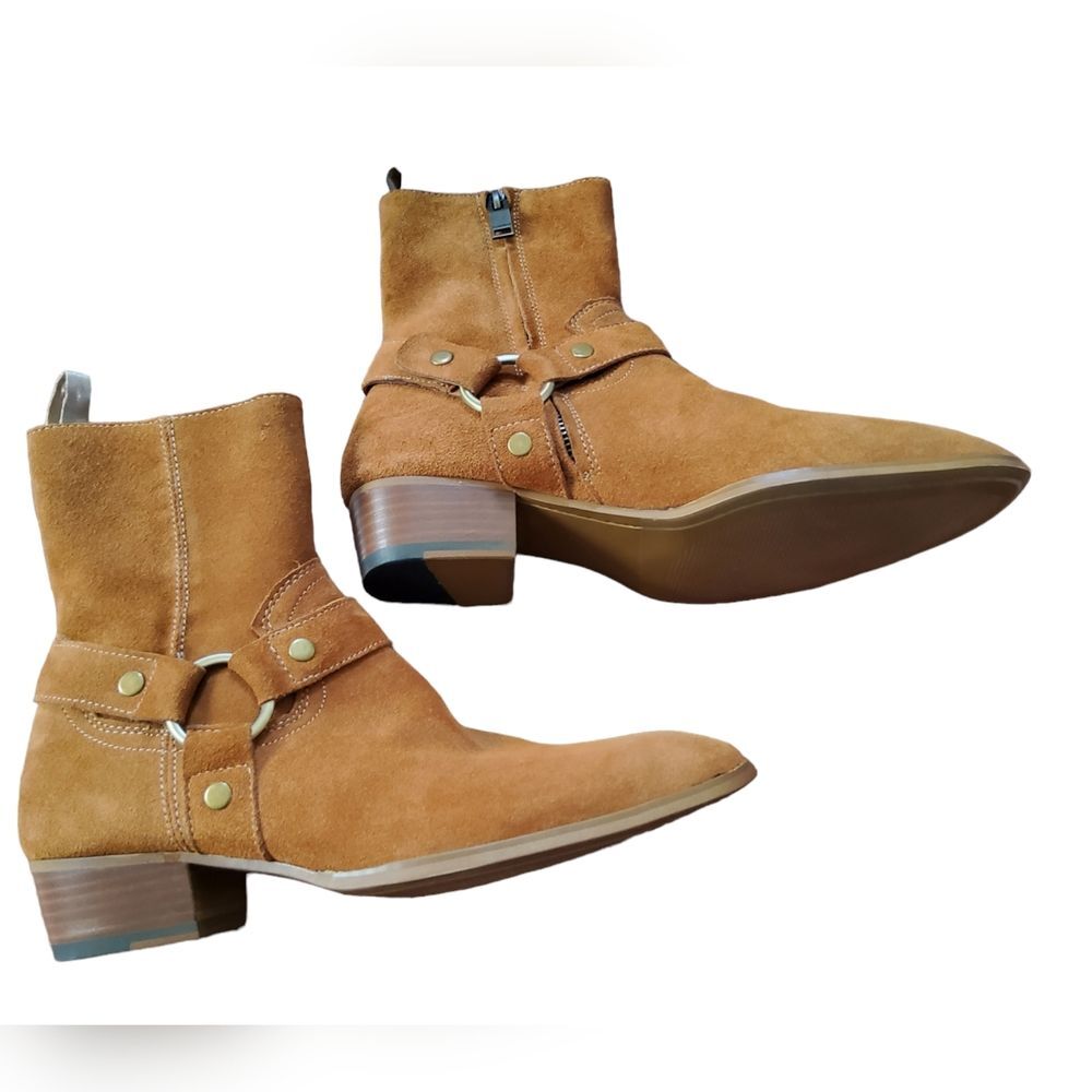 Civil Regime Men’s Tan Leather Suede Chelsea Western Ankle Boots Size 7 Tan New